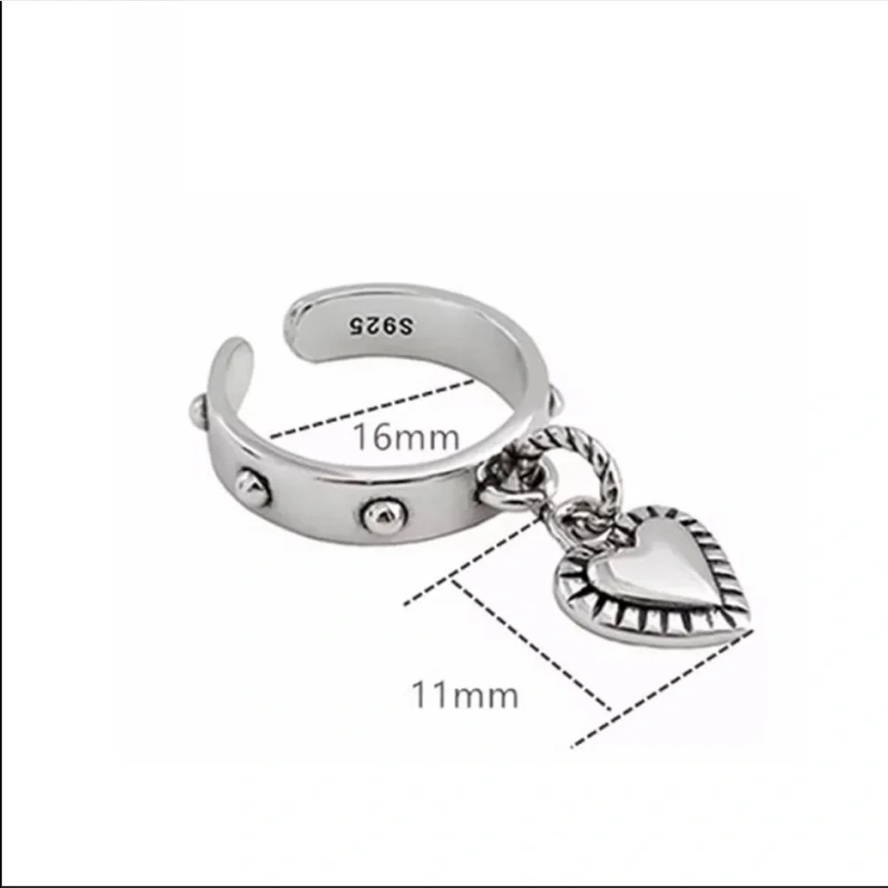 𝅺💎NEW 925 Sterling Silver Heart Charm Ring - Picture 4 of 6